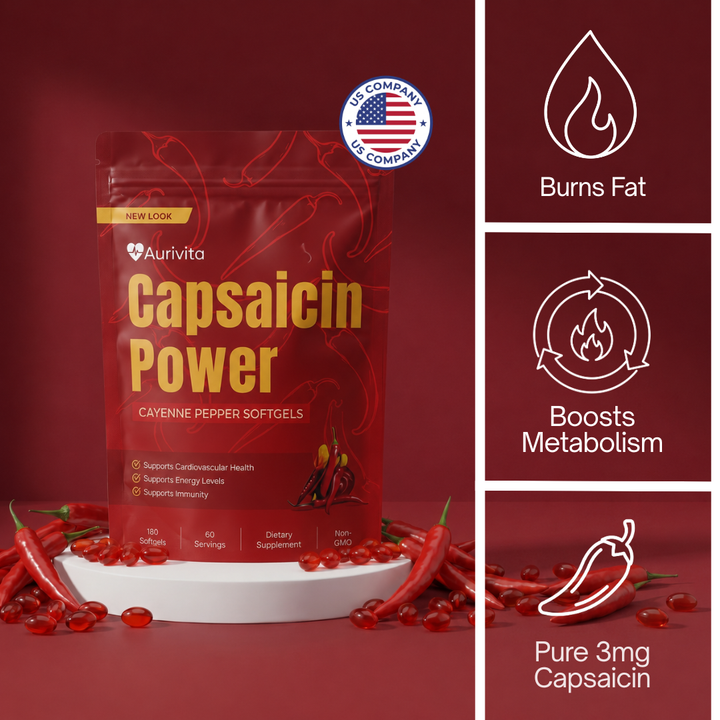 Aurivita Cayenne Pepper Thermogenic Metabolism Softgels (30 Servings)