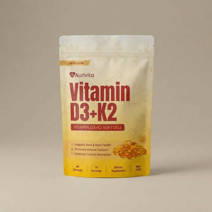 Aurivita Vitamin D3+K2 Softgels (30 Servings)